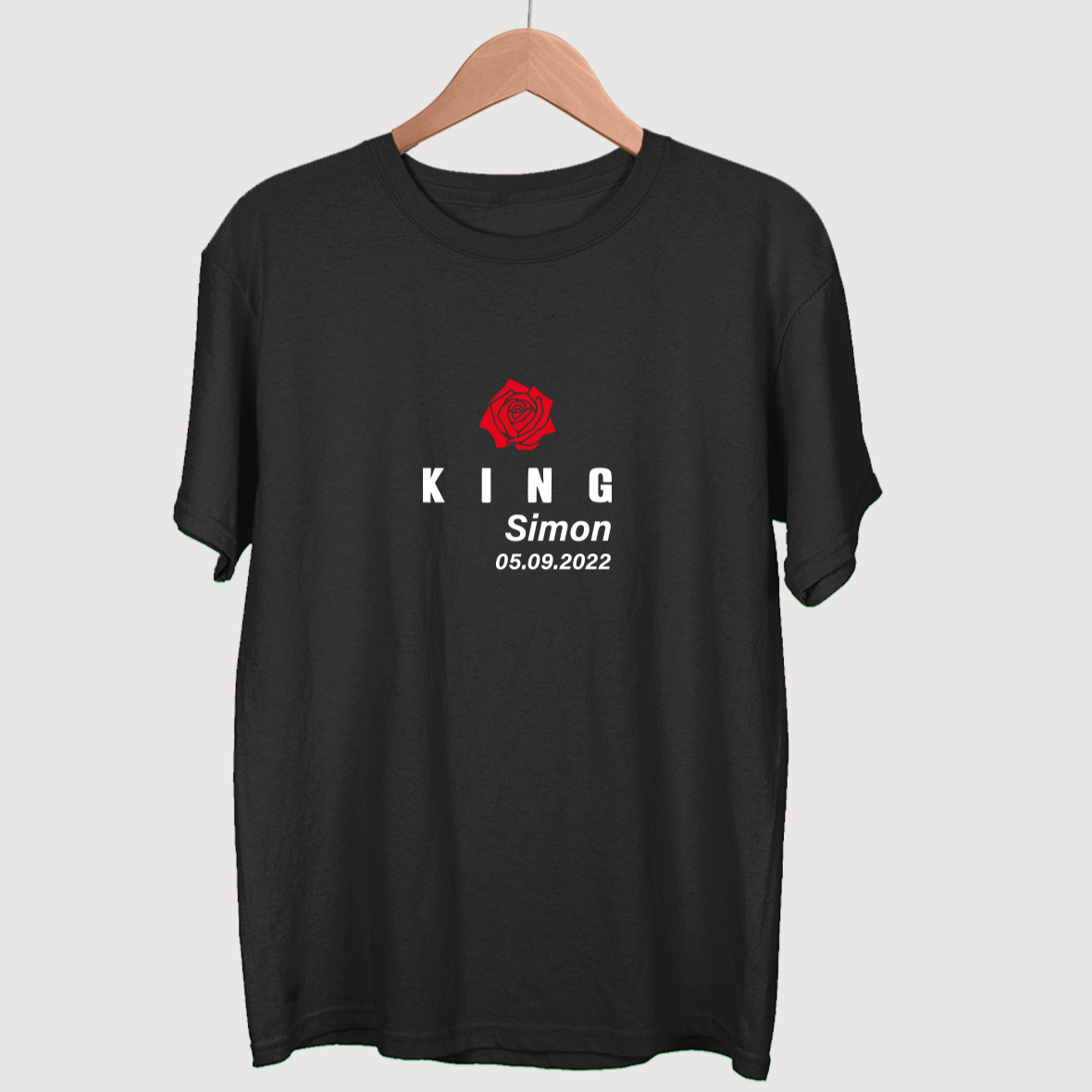 king queen t-shirt men shirt herein t-shirt mit name als geschenkidee mit rose bedruckt in schwarz