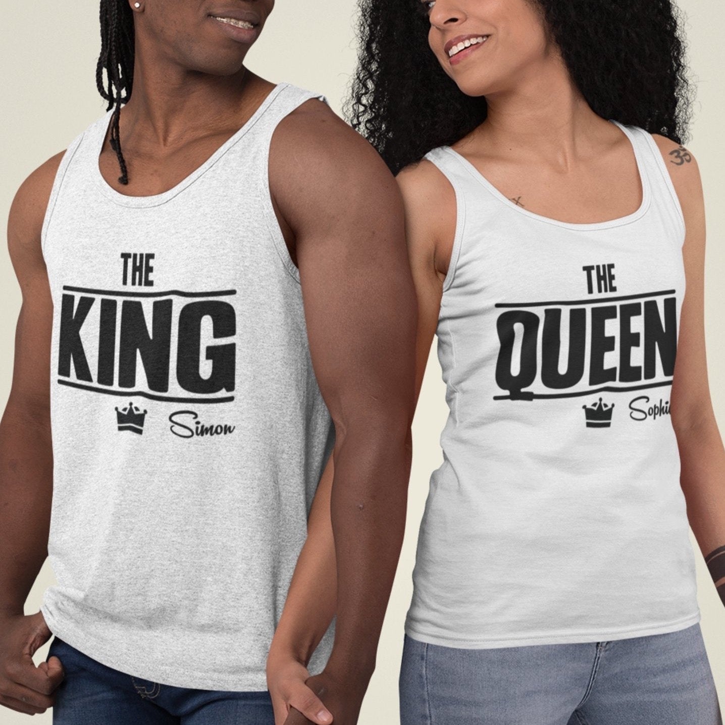 weisses tanktop mit namen partnerlook white couplegoals