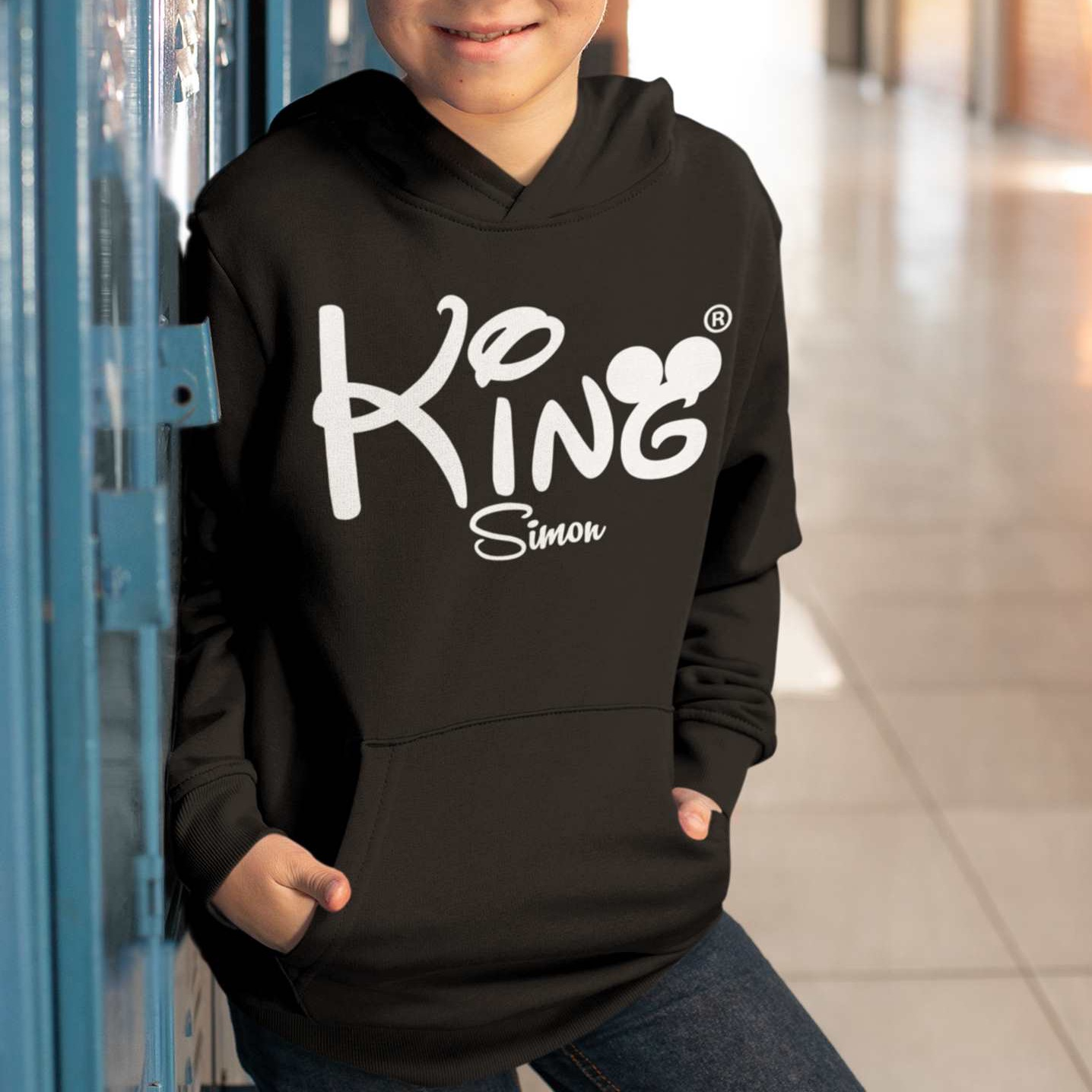 Kinder hoodie mit namen schwarzes sweater als Geburtstagsgeschenk king Jungs Pulli  kinderhoodie