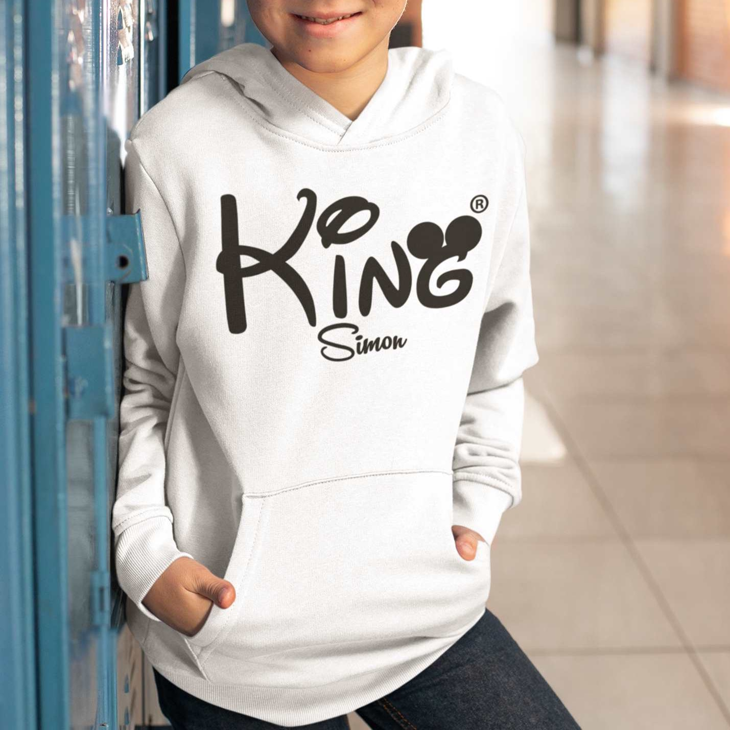 Kinder hoodie mit namen weisses sweater als Geburtstagsgeschenk king Jungs Pulli  kinderhoodie