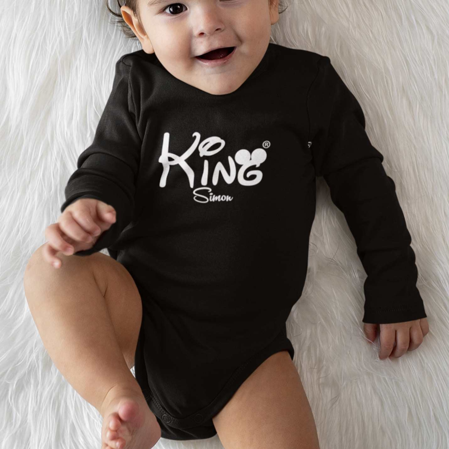 baby body schwarz Strampler mit namen king geschenkidee babyshower
