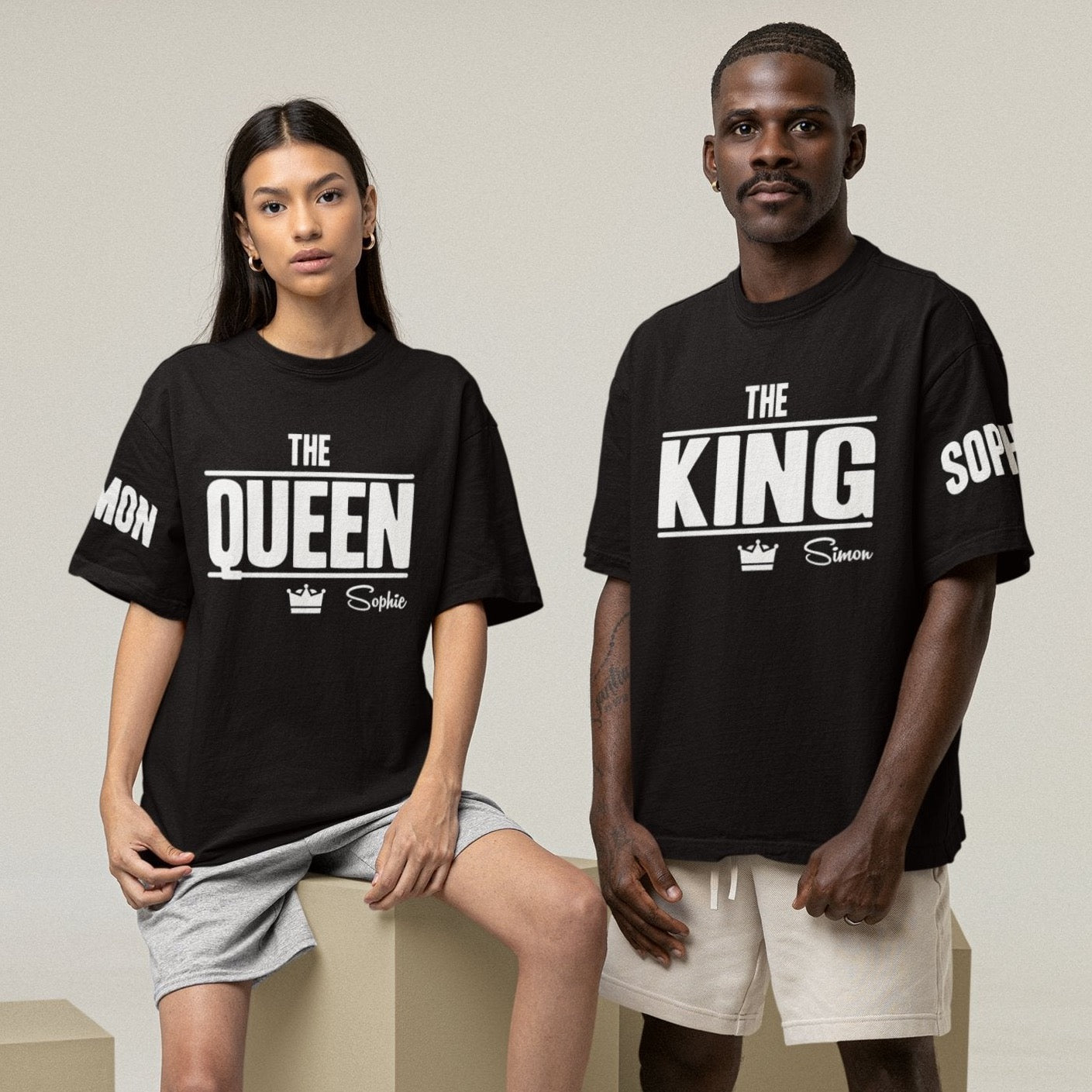 couplegoals tshirt partnerlook shirts mit namen gestalten schwarzes tshirt custom shirts king und queen set